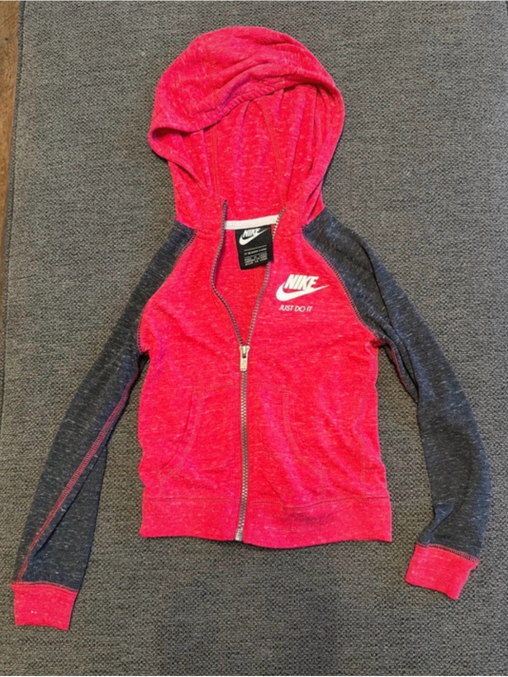 Nike Kids Pink and Gray Hooded Zip-Up Jacket